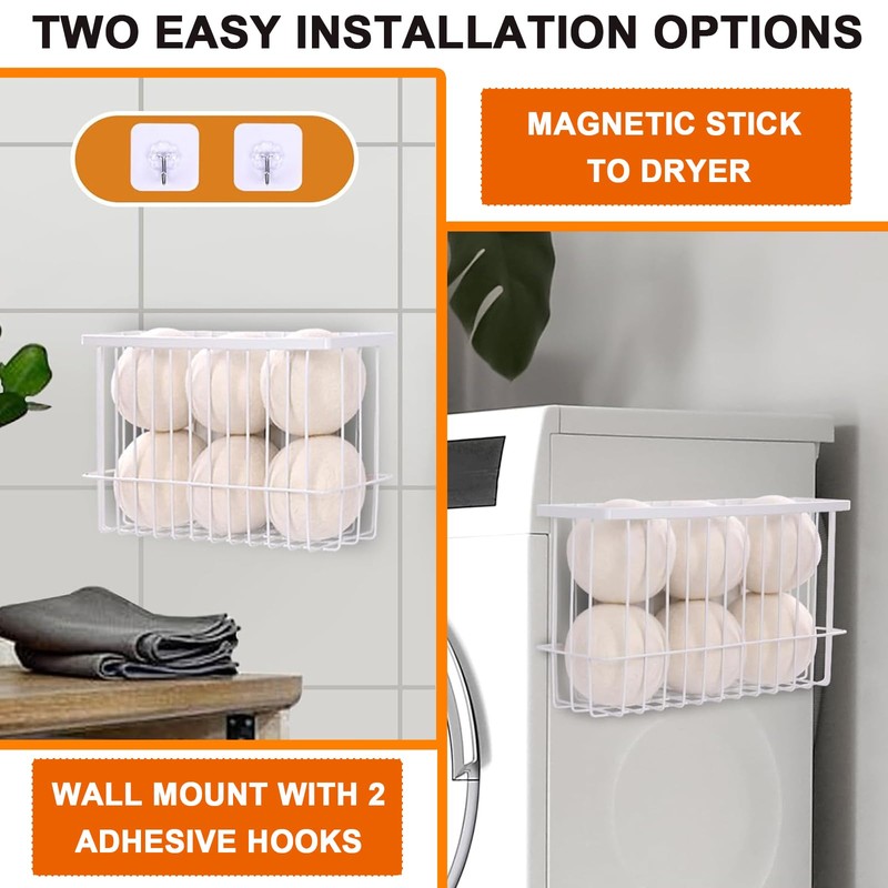 Fnaumdol Magnetic Dryer Ball Holder for Laundry Room Organization and