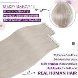 LaaVoo Blonde Tape in Hair Extensions Human Hair 28 Inch Long Invisible Hair Extensions Tape in Platinum Blonde Tape in Human Hair Extensions for Women 20pcs 50g