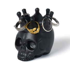 BOIHEGU Black Skull Gothic Ring Jewelry Holder Tray Dish Organizer, Gothic Skull Enthusiasts Gifts