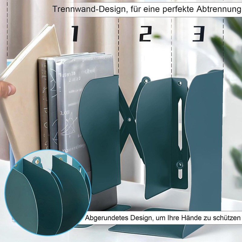 DARUITE Metal Bookend, Adjustable Bookends, Children's Book Holder for Bookcase,