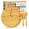 Babylovit Children's Plate with Suction Cup, Bamboo Baby Plate with