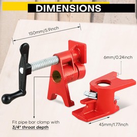 Acymner Wood Gluing Pipe Clamp Set | Professional Woodworking and Metalworking Clamps Tools with Unique Foot Design for Frame Assembly, Quick Release and Precision Gluing (6Pack, 3/4'')