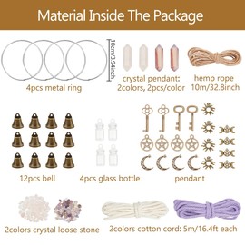 FREEBLOSS 4 Set DIY Witch Bells Kit Witch Bells Protection for Door Knob Witch Wind Chimes Witchcraft Supplies for Boho Decor Witch Bells for Home Protection