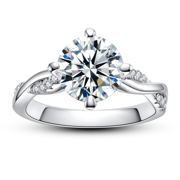 3ct Moissanite Engagement Ring D Color VVS1 Round Cut Lab