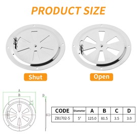 Pack of 2 Circular Ventilation Cover, Gill Plate Ventilation Rosette, Stainless Steel Round Ventilation Rosette, for Adjusting BBQ Smoker, Grill Vents, Stove Airflow