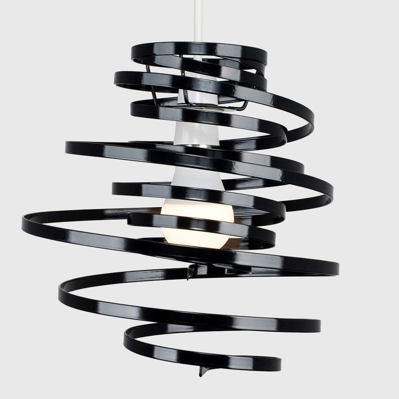 MiniSun Contemporary Gloss Black Metal Double Ribbon Spiral Swirl Ceiling