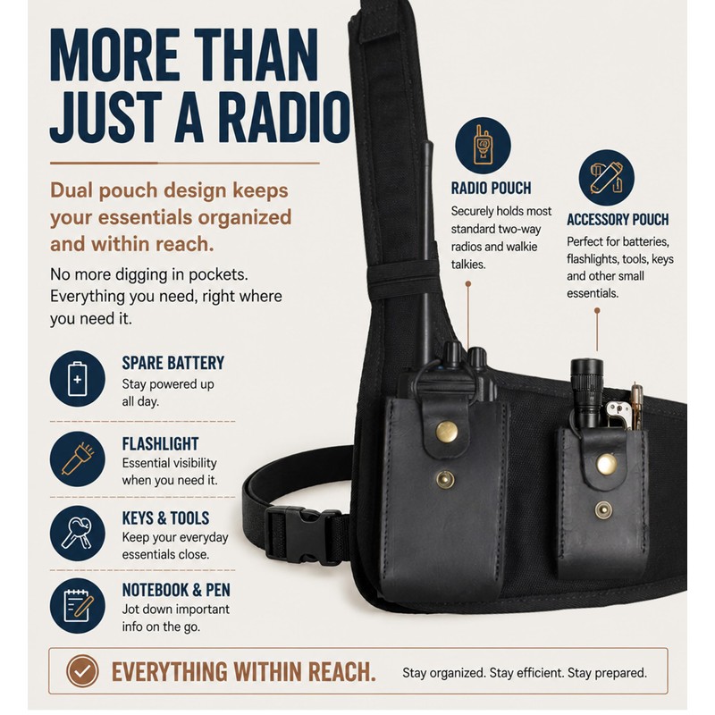Radio Chest Harness, Canvas and Leather Radio Holster