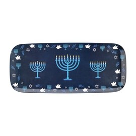 UPware Hanukkah Melamine Serving Tray, 15 x 6.5 Inch Rectangular Serving Platter, BPA Free Food Tray for Party Entertaining