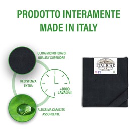 ITALICAE Mikrofaser-Tücher Made in Italy – Auto-Scheibenwischer, ultra-saugfähig, perfekt auch zum Waschen von Motorrad, Mikrofaser, schwarz, 3 Stück, 60 x 40 cm, ideal als Auto-