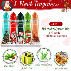 Dansib 24 Pcs Christmas Hand Cream Gift Sets for Dry Cracked Hands Moisturizing Shea Butter Hand Lotion Small Travel Lotion Stocking Stuffers Gift Set for Women Mom Girlfriend Christmas Birthday