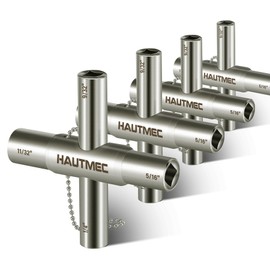 HAUTMEC 4pcs 4 Way Sillcock Water Key Faucet Valve Tool Spigot Key 1/4", 9/32", 5/16", 11/32" PL0028-4