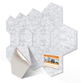 DEKIRU 12 Pack Self adhesive Hexagon Acoustic Panels Sound Proof Foam Panels, 14 X 13 X 0.5 Inches Soundproof Wall Panels For Office Ceiling &Door (Grey)