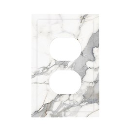 Ukutarly Gray White Marble Outlet Covers Decorative Electrical Wall Plate Light Switch Cover Grey Outlet Faceplate Switchplate Receptacle Cover For Kitchen Home Office Room