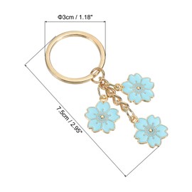 PATIKIL Flower Keychain Charm, Cute Cherry Blossom Enameled Keychain Floral Keyring Pendant for Women Gifts Purse Handbag Bags Decor, Light Blue