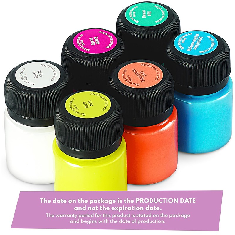 Decola Acrylic Textile Paint Set | 6x20 ml Trendy Washing