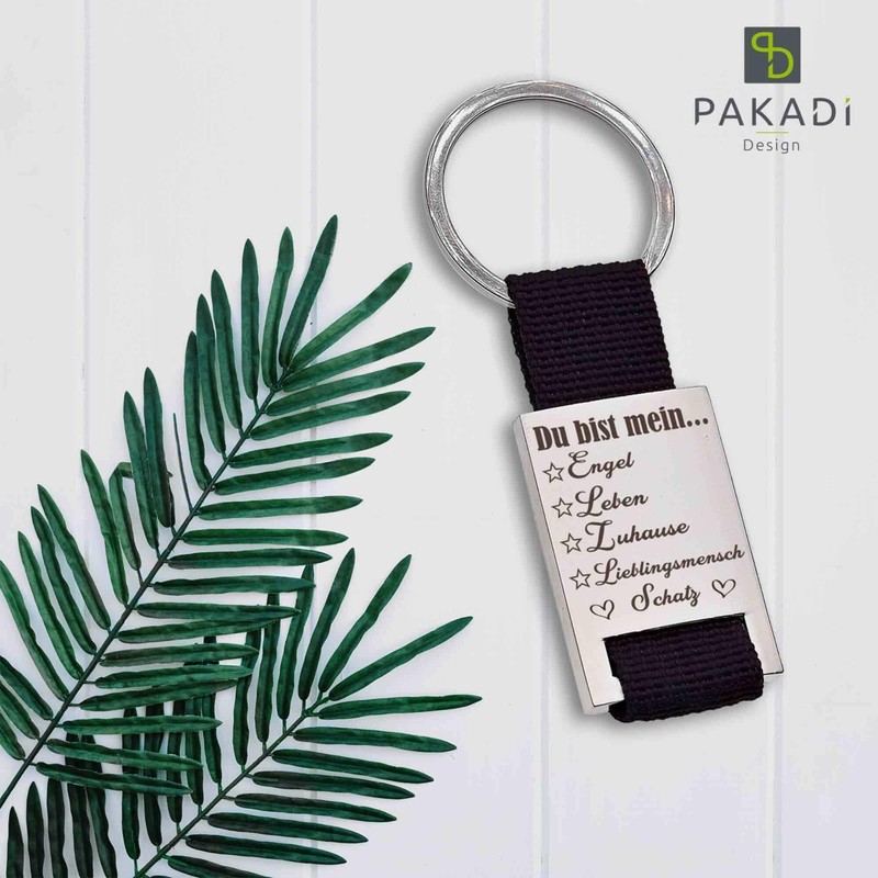 PAKADI Keyring with Engraving "Du bist Mein ... Engel Zuhause