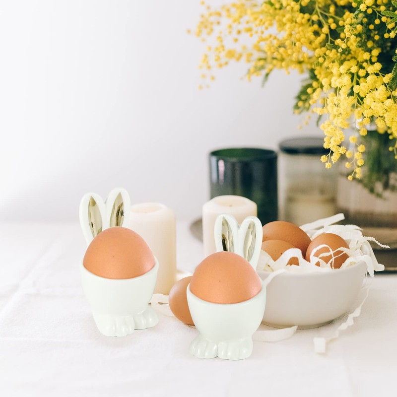 Easter Bunny Ears Shape Egg Holders- Set of 2 Ceramic
