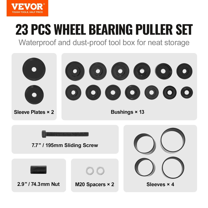 VEVOR Wheel Bearing Press Kit, 23 pcs FWD Bearing Puller