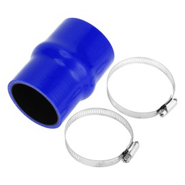 X AUTOHAUX Blue Silicone Hump Hose 60mm-65mm ID, 102mm Length, 5mm Thickness, 1 Hump, 1 Pcs, 2 Clamps, Universal Coolant Hose