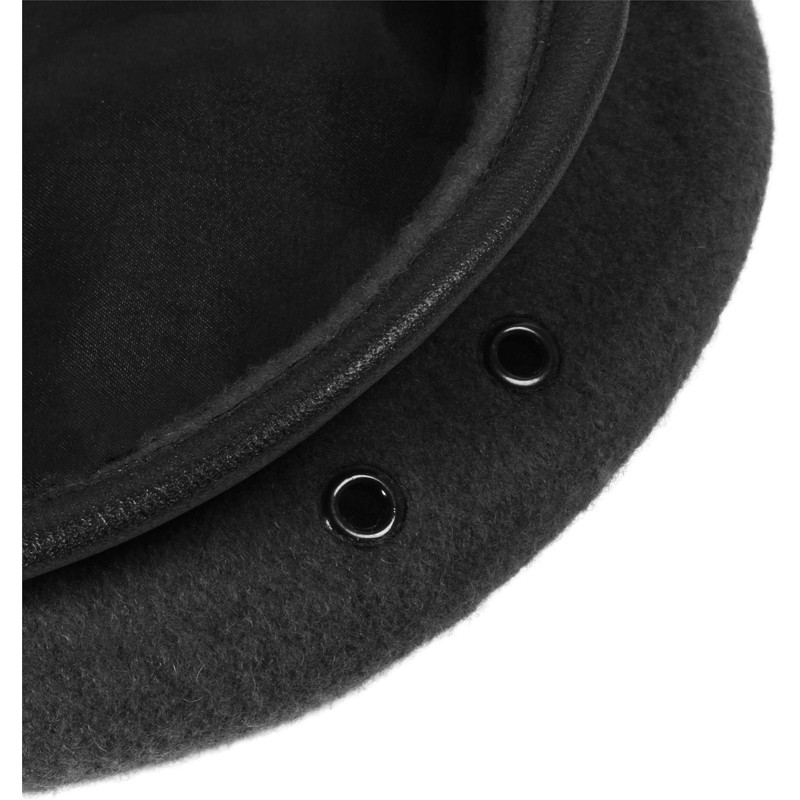 German Army Commando Beret Wool Felt with Leather Strap Black