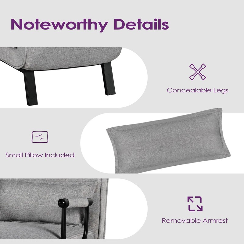 TYBOATLE Folding Chair Bed, Comfy Convertible Sleeper Sofa, 5 in