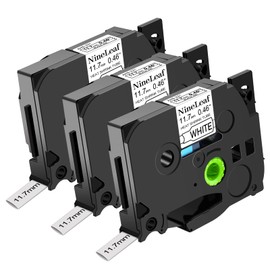 NineLeaf 3 x Compatible with Brother Heat Shrink Tube 11.7 mm HSe-231 HSe231 HS-231 Label Tape Black on White Label Tape for P-Touch PT-E300 PT2100 PT2110 PT2200 PT-E550W Label Maker