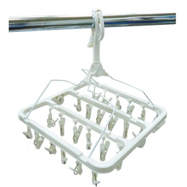 Ohe HB Laundry Drying Hanger, Dries Smaller Items, White, 24 Clothespins, Dries Easily Attached to Rod, Lintel, or Door