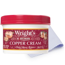 Wright's by Weiman Cream Copper and Brass Cleaner - Gently Cleans and Removes Tarnish without Scratching, Polishing Cloth Included