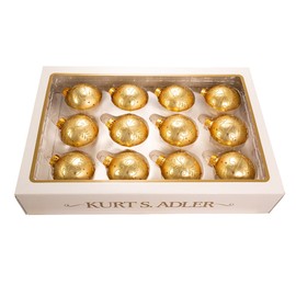 Kurt S. Adler Kurt Adler 60mm Gold Glass Ball Set of 12 Ornament Set, 12 Piece