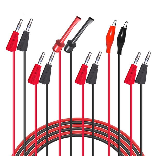 Cleqee Multimeter Test Leads Banana Plug-Alligator Clip Banana-Banana Plug Banana-Mini