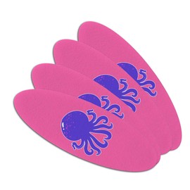 Cute Octopus Tentacles Ocean Double-Sided Oval Nail File Emery Board Set 4 Pack