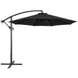Yaheetech 10FT Patio Offset Umbrella Outdoor Cantilever Umbrella Hanging Umbrellas w/Easy Tilt & Cross Base for Market/Garden/Lawn/Deck/Backyard/Pool - Black
