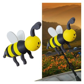 Happy Bee Car Antenna Topper, Cute Bee Automotive Antenna Ball, Easy to Find Car in The Parking Lot, Universal Car Exterior Accessories for Vehicle Truck SUV (White Wing)