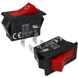 HY35C Rocker Switch (Pack of 2) – ON/Off 2-Pin AC 125/250V 16/12A Waterproof IP54 Switch for Tools, Appliances, Air Compressors