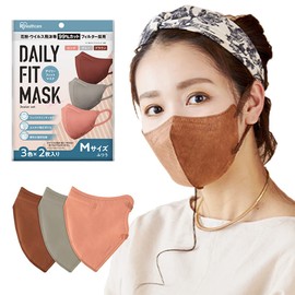 Iris Ohyama RK-D6MAW Mask, Non-woven Fabric, Color Mask, 3D, Daily Fit Mask, Assortment Set, Regular Size, 3 Colors x 2 Pieces, Pink/Gray/Brown