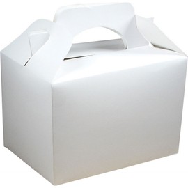 Diamante Crafts 10 Party Boxes Solid Colour Plain Cardboard Lunch Food Loot Treat Box 20 Colours (10 Plain - White)