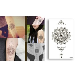S.A.V.I Temporary Tattoo For Girls Men Women Tribal Totems Black Sticker Size 19x12cm - 1pc. (8024), Black, 4 g