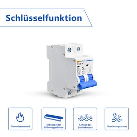 DC 32A Circuit Breaker 2 Pole 500 V Insulator for Solar PV System, Thermal Magnetic Trip, DIN Rail Mounting (32A)