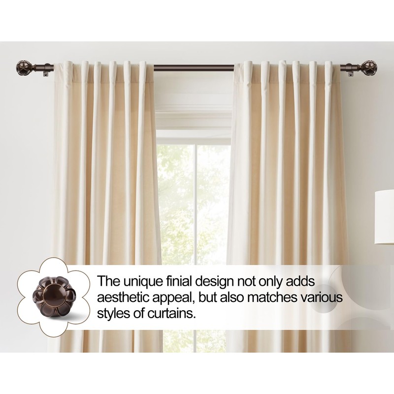 KAMANINA 1 Inch Extra Long Curtain Rod 140 to 195