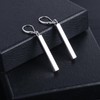 Silver Drop Earrings for Women, Small Silver Bar Dangle Earrings