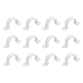 sourcing map 12Pcs PVC Pipe Straps, 25mm(1") Plastic Conduit Strap 2 Holes PVC Pipe Mounting Bracket for PVC Pipe Conduit and Cables, White