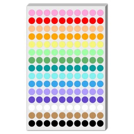 9000 Pack - 10mm Coloured Dot Stickers, Sticky Dots Labels - 15 Assorted Colours