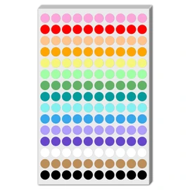 9000 Pack - 10mm Coloured Dot Stickers, Sticky Dots Labels - 15 Assorted Colours