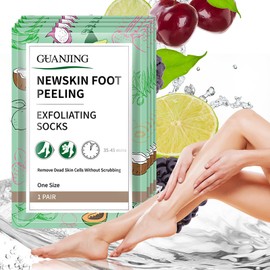 MKNZOME 4 Pairs Foot Peel Mask, Repair Cracked Heels & Remove Dry Dead Skin for Soft Baby Foot Effect, Callus Remover, Foot Exfoliating Socks for Hard Skin, Foot Treatment for Men and Women - Fruits