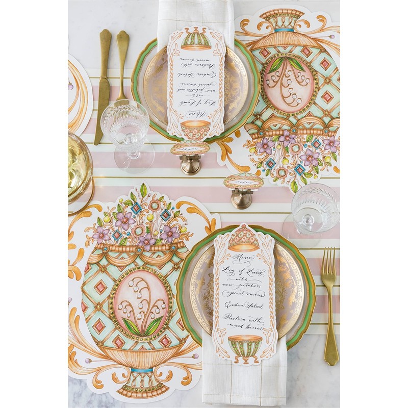 Pink Gold Striped Table Runner - Disposable Paper Table Runner