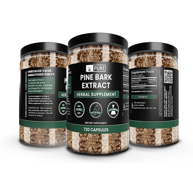 Pure Original Ingredients Pine Bark Extract (730 Capsules) No Magnesium