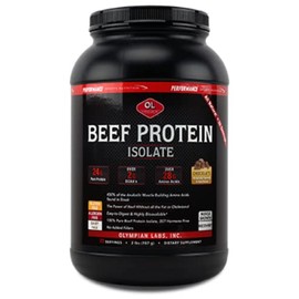 Olympian Labs Beef Protein Isolate Powder, 24g Protein, BST Free, 2 Grams BCAA's, Muscle Building Amino Acids, 32 Ounces, Flavored with Real Chocolate
