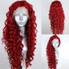 RONGDUOYI Red Long Deep Curly Wig Synthetic Lace Front Wig