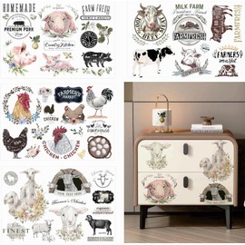 UV DTF 4 Sheet Morning Farmhouse Rub on Transfers, Farmhouse Fresh Craft Transfers for Furniture Farmhouse Theme Style Rub on Transfers for Decorate Doors Wall Window Mirrors Calendars Vases