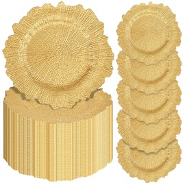 Pesonlook - 50 unidades de placas de carga doradas, redondas de 13 pulgadas, cargadores de placas de arrecife para cena, boda, fiesta, evento, decoración de mesa (color dorado)